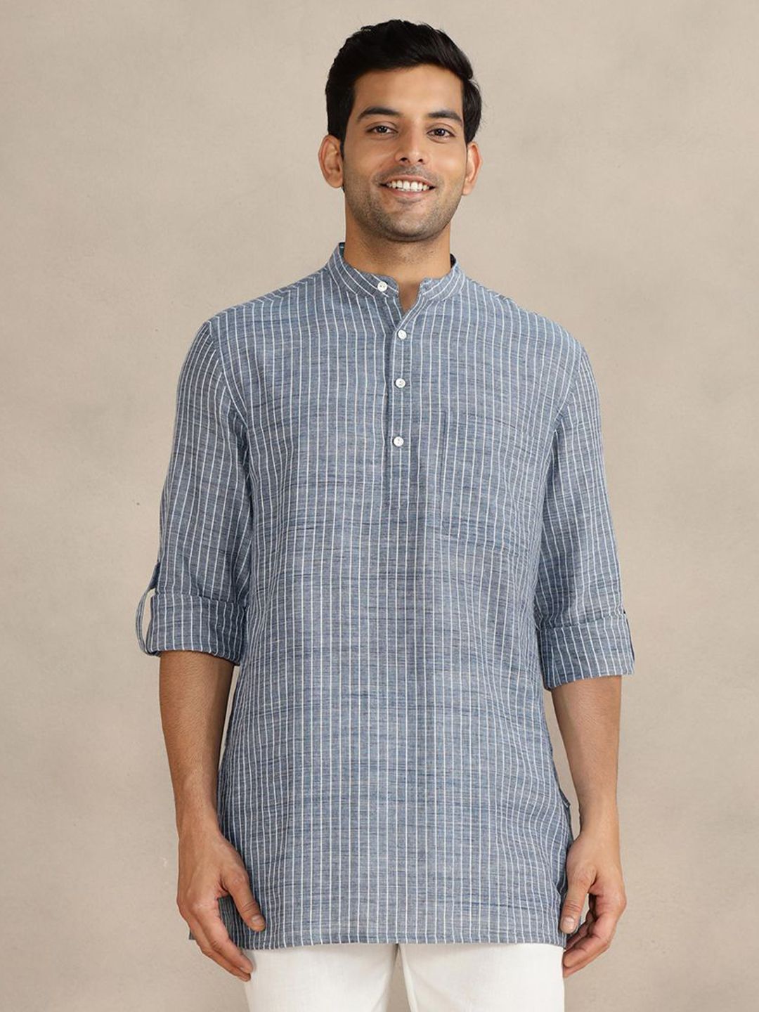 Fabindia Men Striped Thread Work Kurta-picture-23