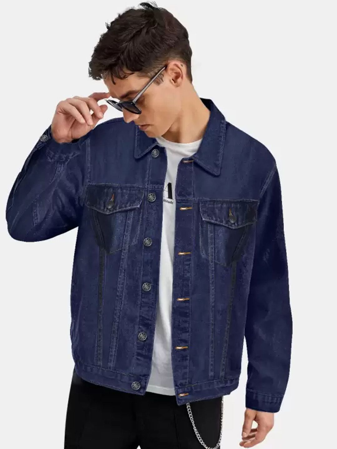 Moda Rapido Spread Collar Denim Jacket-picture-19