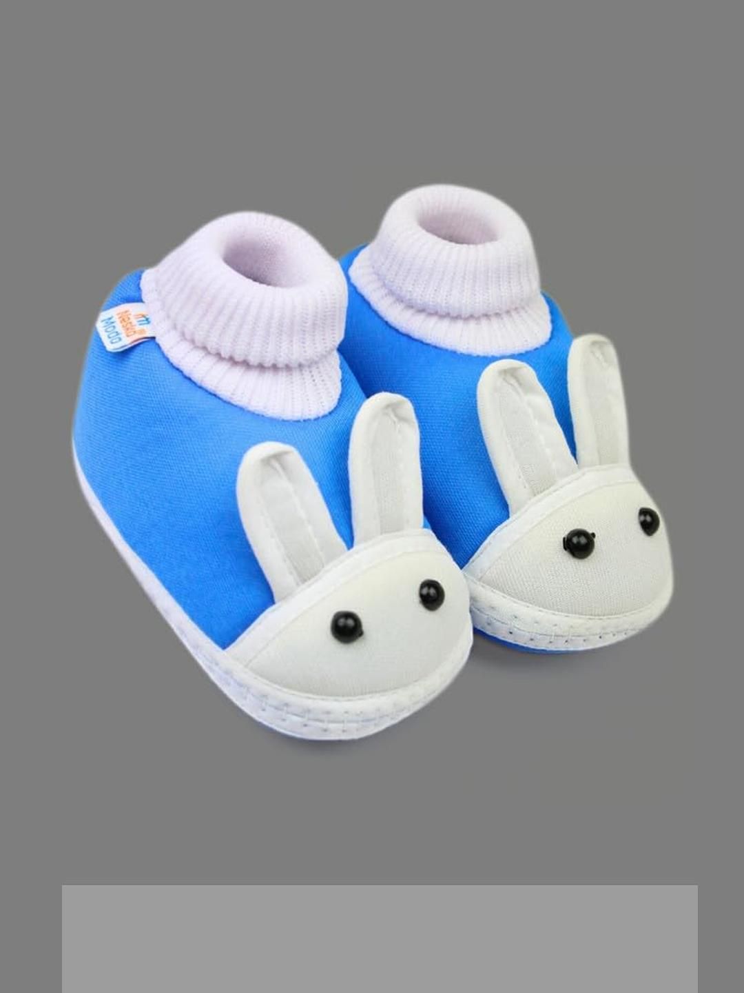 NESKA MODA Kids-Unisex Blue Cotton Booties-picture-27