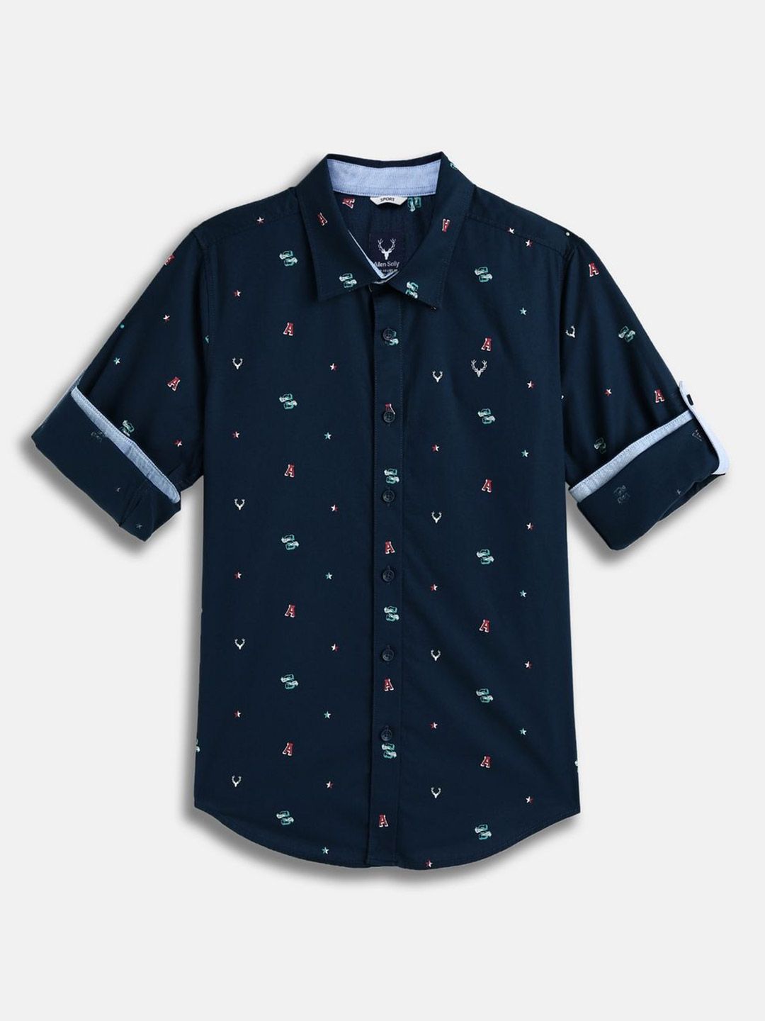Allen Solly Junior Boys Slim Fit Conversational Printed Spread Collar Cotton Casual Shirt-picture-29