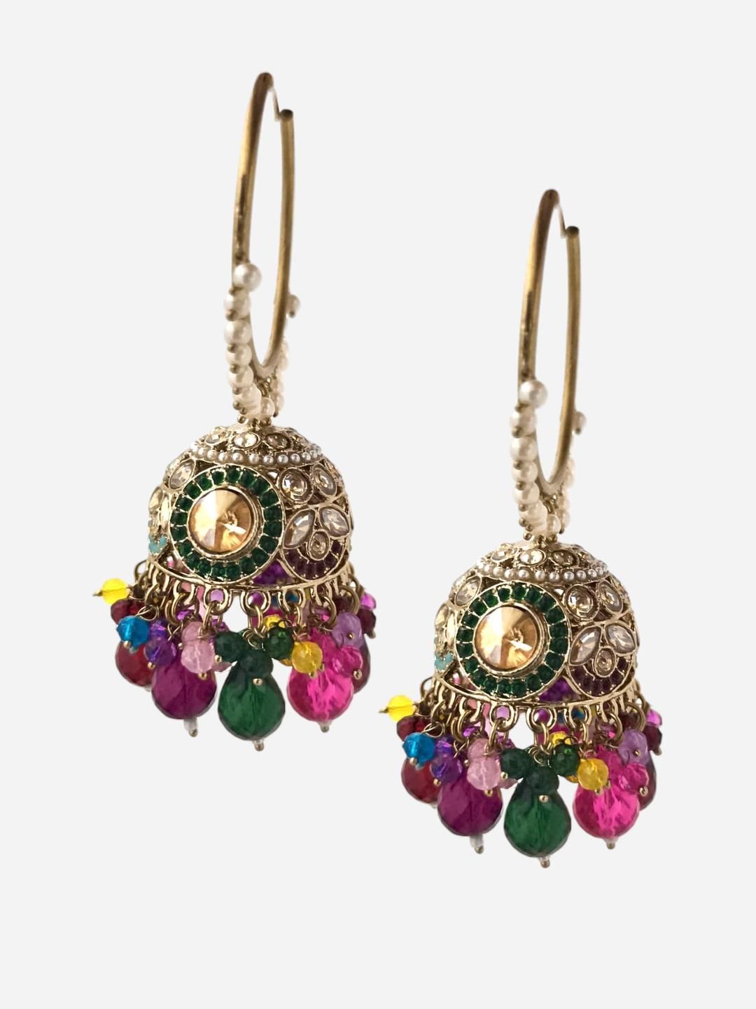 BFC - BUY FOR CHANGE Women Gold-Toned & Multi-Coloured Bali Jhumka Earrings-image-28