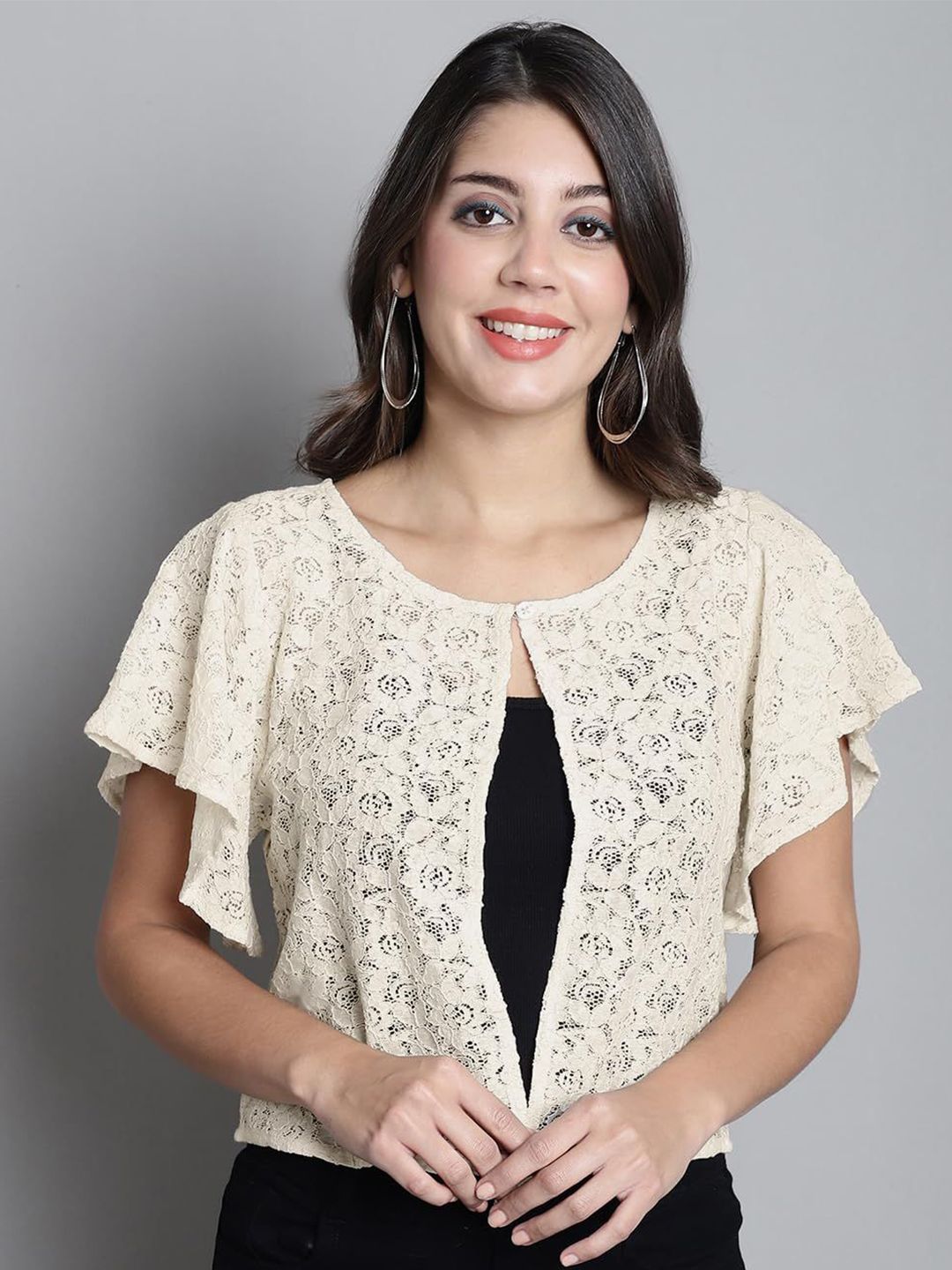 SZN Floral Self Design Cotton Open Front Shrug-picture-21