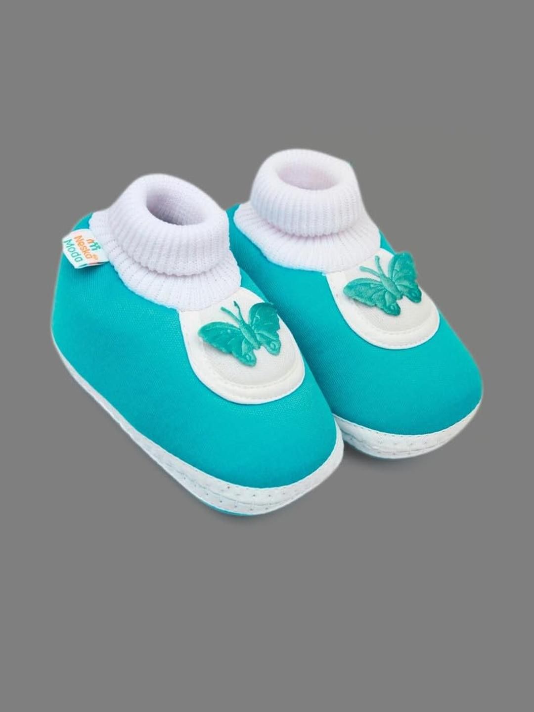 NESKA MODA Kids-Unisex Blue Cotton Booties-picture-11