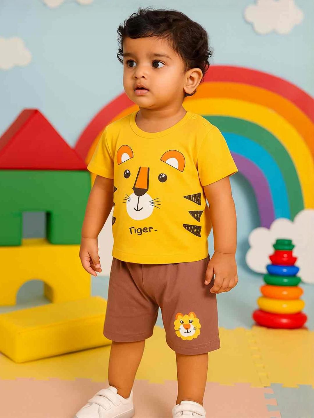 Sun & Shine Unisex Kids Printed Top with Shorts-picture-29