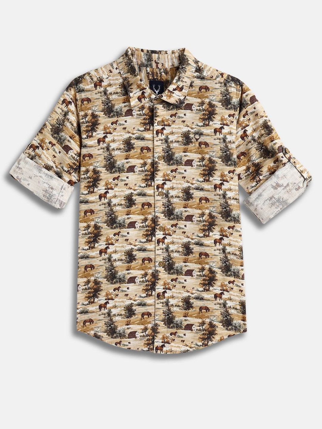 Allen Solly Junior Boys Slim Fit Conversational Printed Spread Collar Cotton Casual Shirt-picture-22