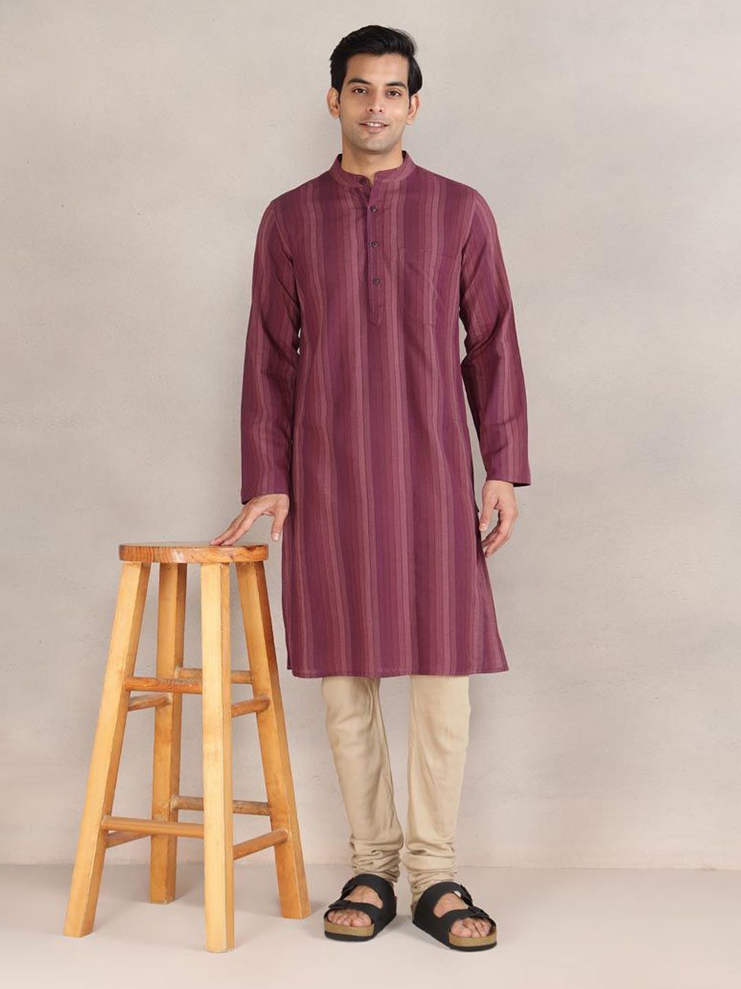 Fabindia Men Striped Daily Cotton Straight Kurta-picture-36