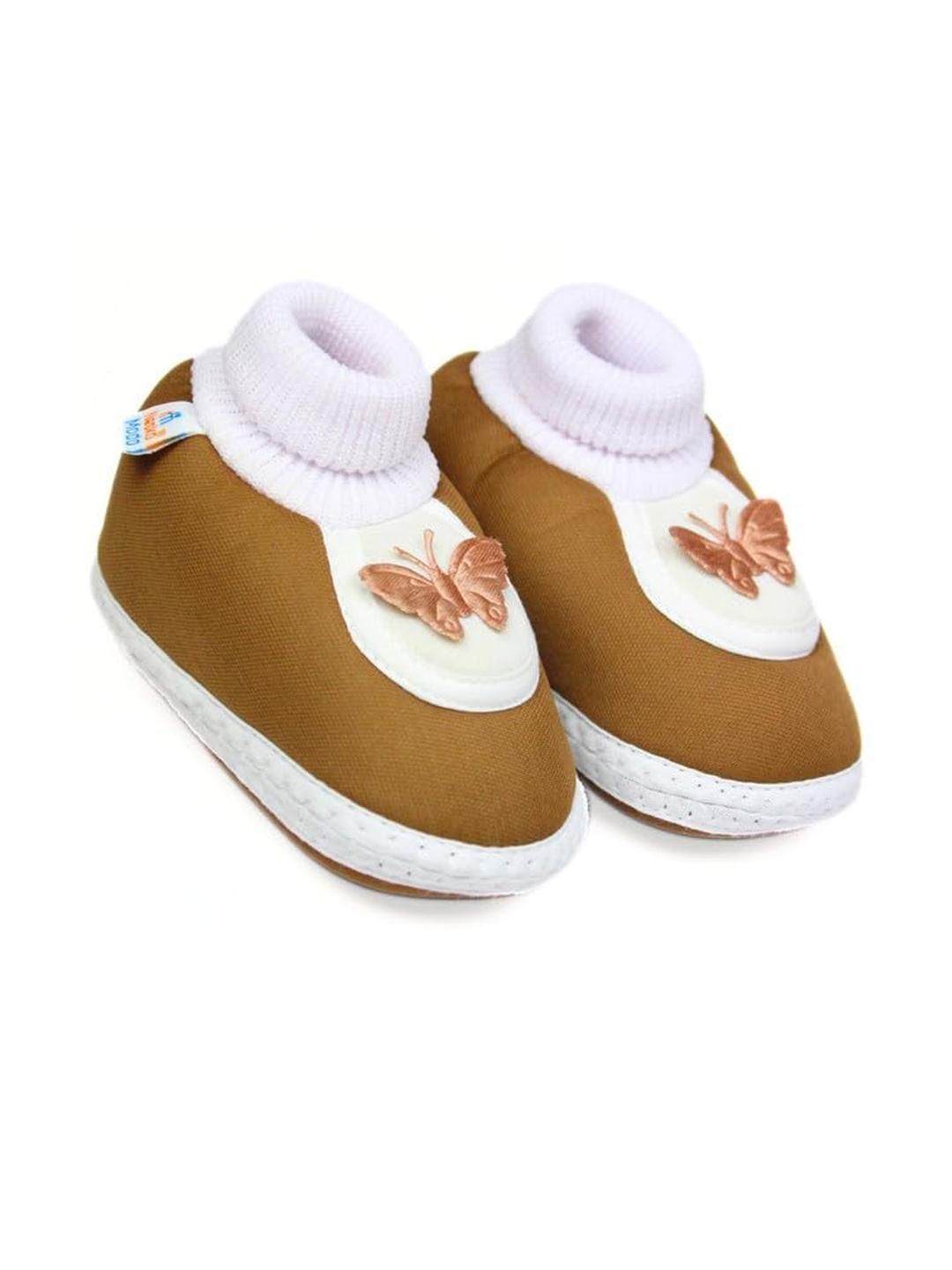 NESKA MODA Kids-Unisex Brown Cotton Booties-picture-58
