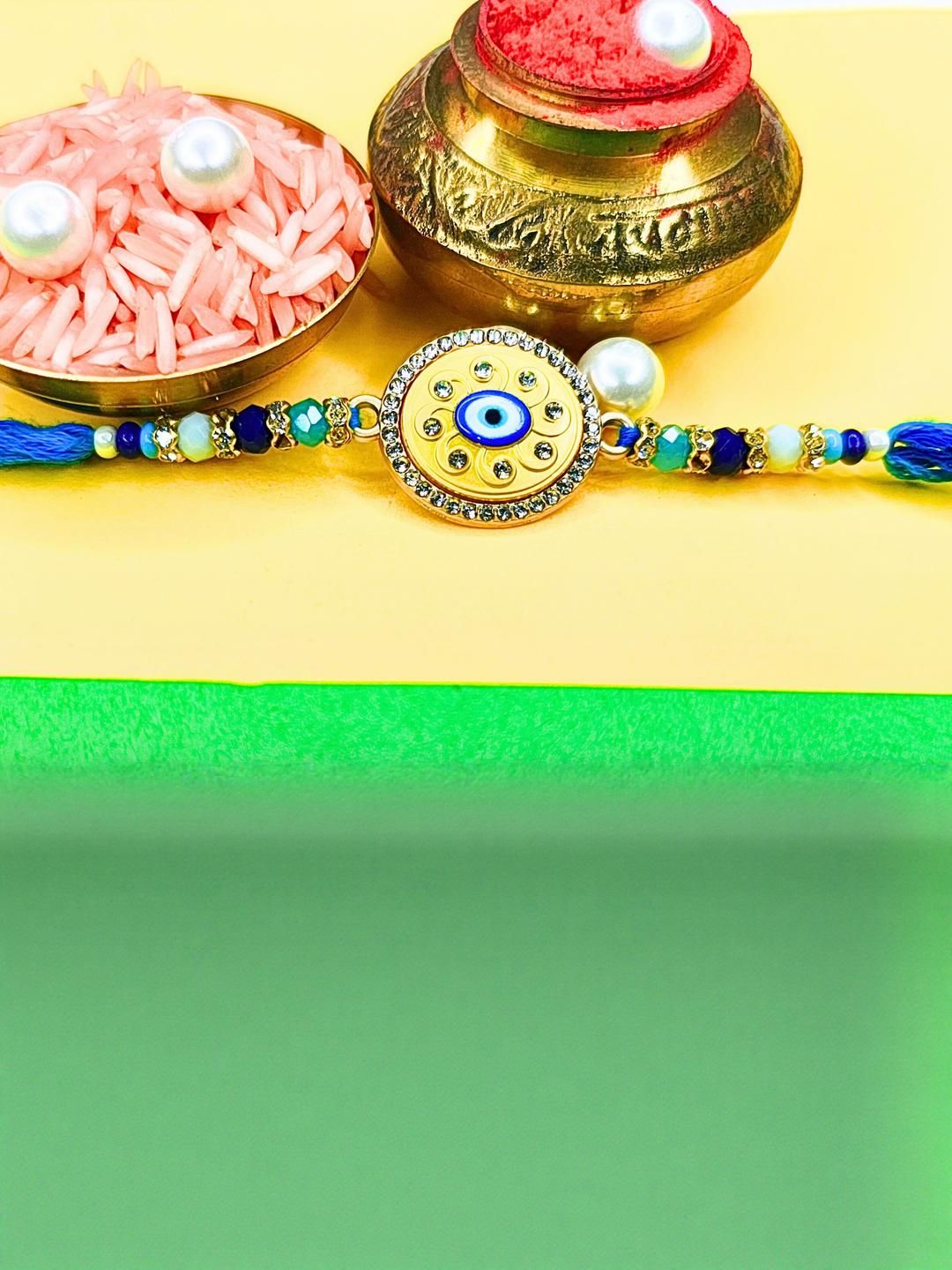 Anouk Evil Eye Cotton Thread AD Stones Rakhi-image-11