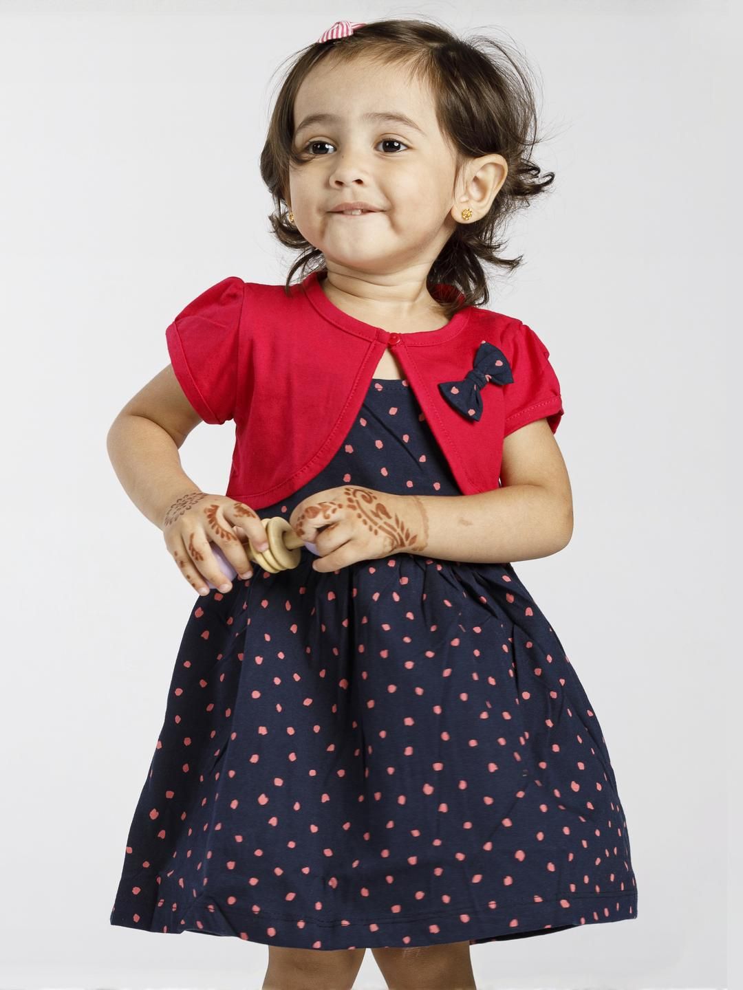 Pubu Girls Polka Dot Print Dress With Shrug-picture-19