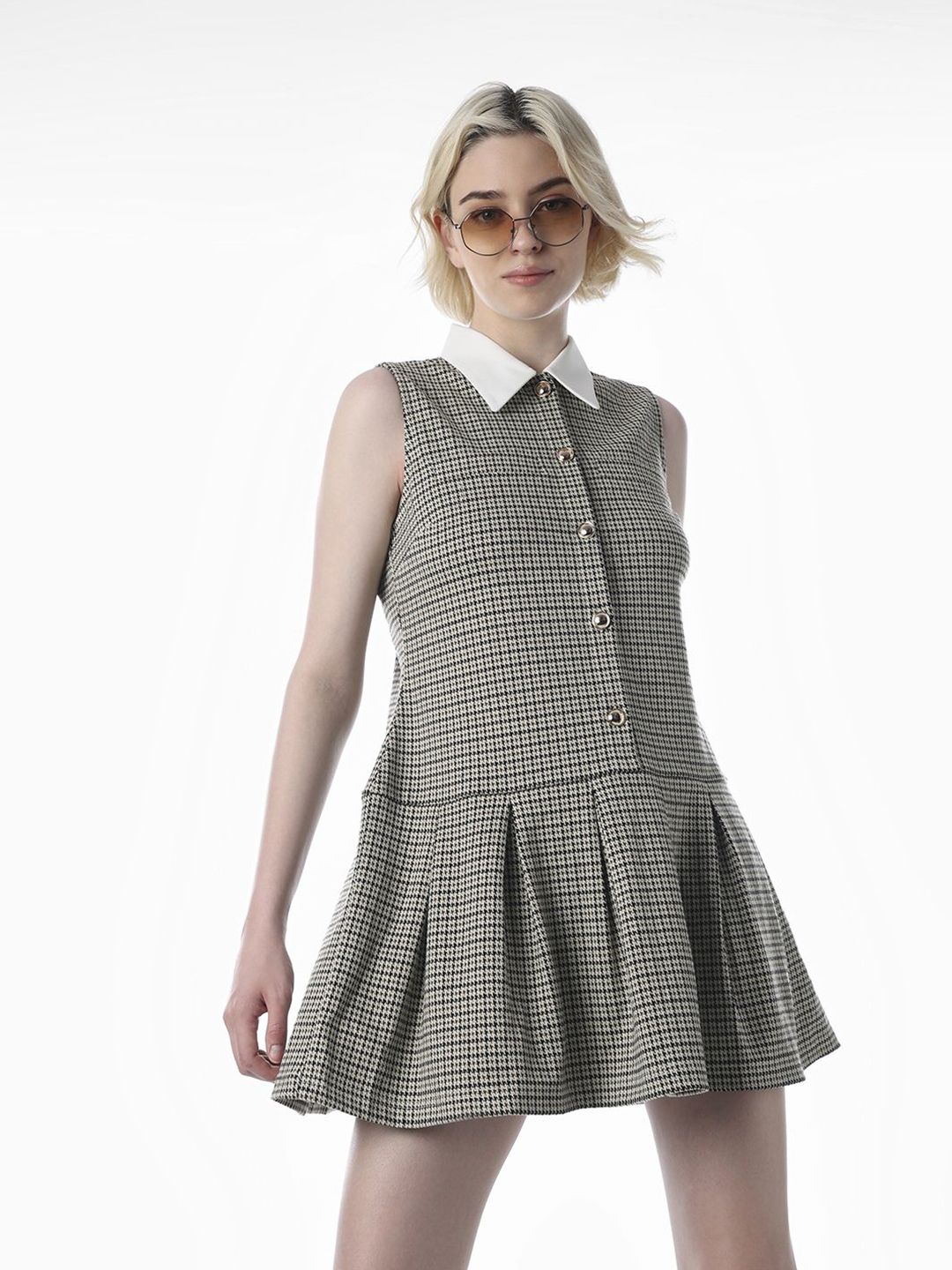 ONLY Checked Drop-Waist Mini Dress-picture-22