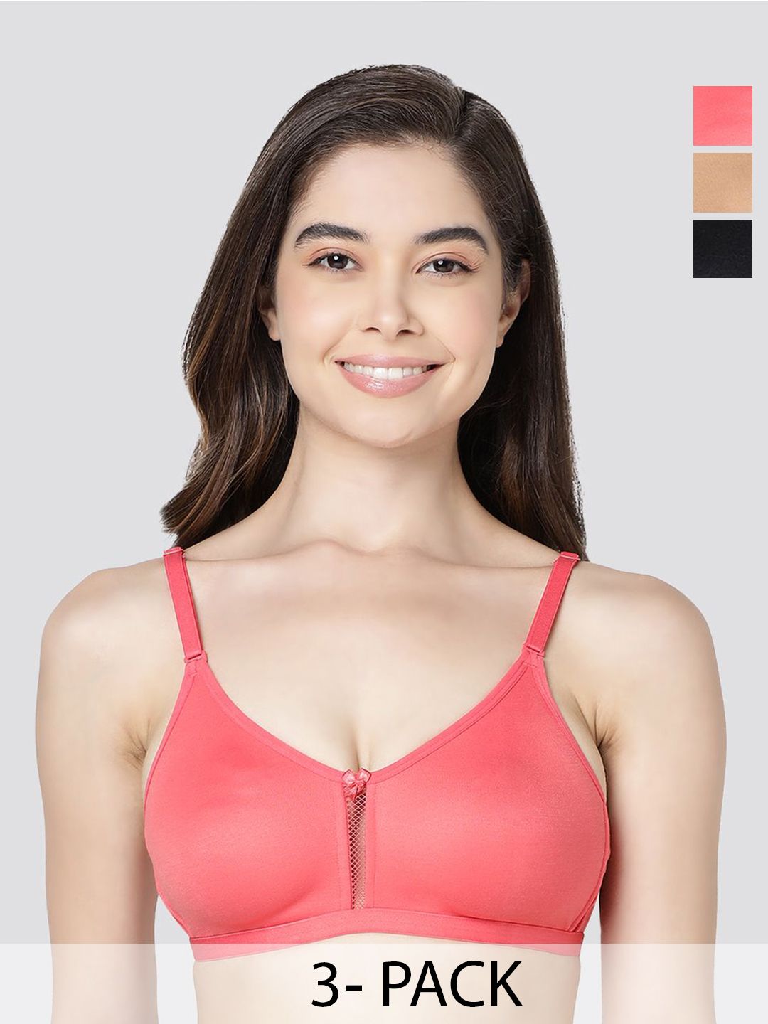 Kalyani Gloria Women Pack Of 3 Full Coverage Non-Wired Seamless Minimizer Bra-picture-20