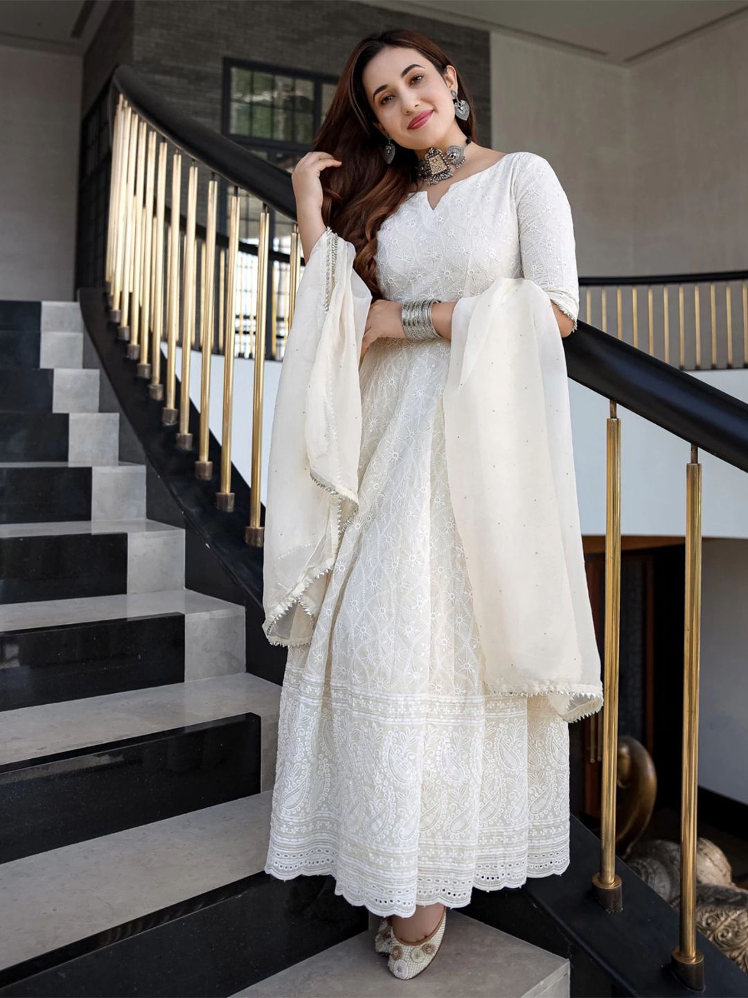 HITTU Embroidered Fit And Flare Ethnic Dresses-image-36