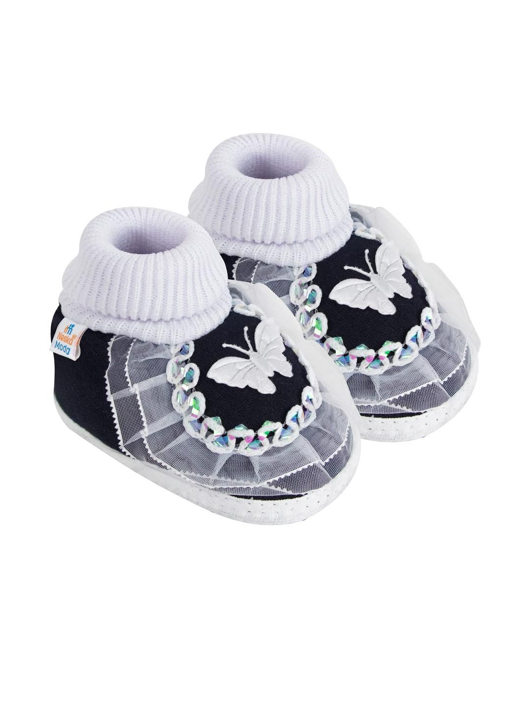 NESKA MODA Kids-Unisex Black Cotton Booties-picture-26