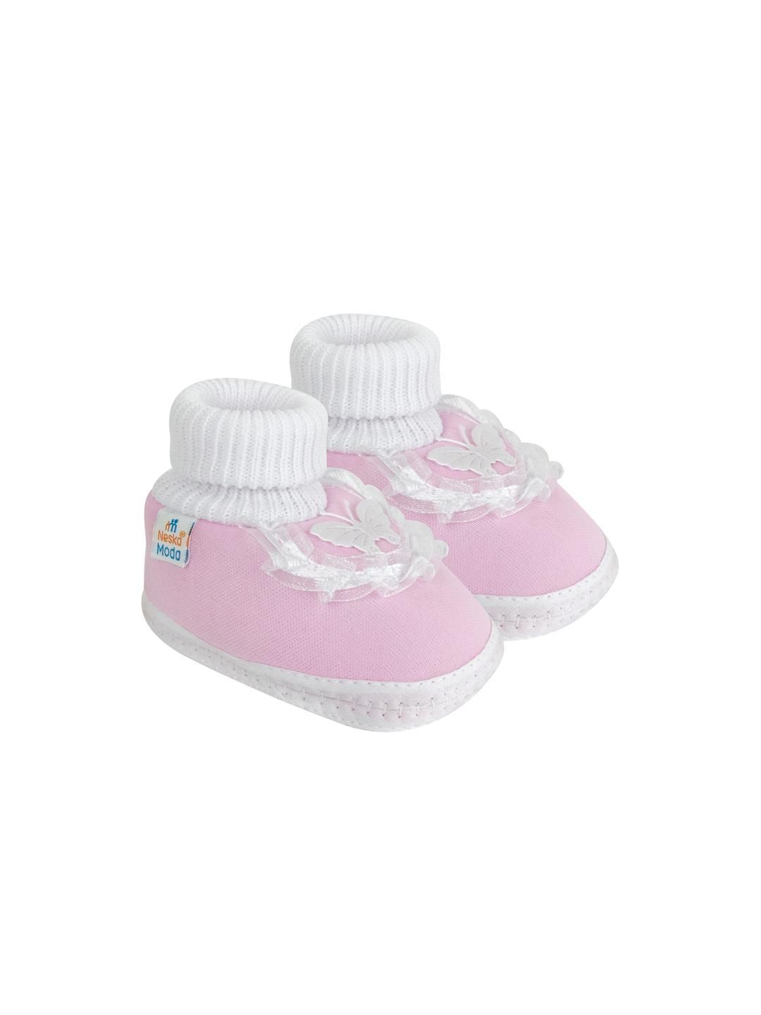 NESKA MODA Kids Girls Pink Cotton Booties-picture-40