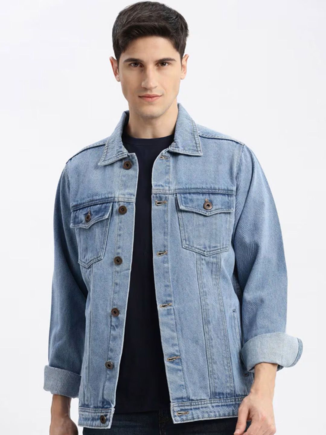 Moda Rapido Spread Collar Denim Jacket-picture-38