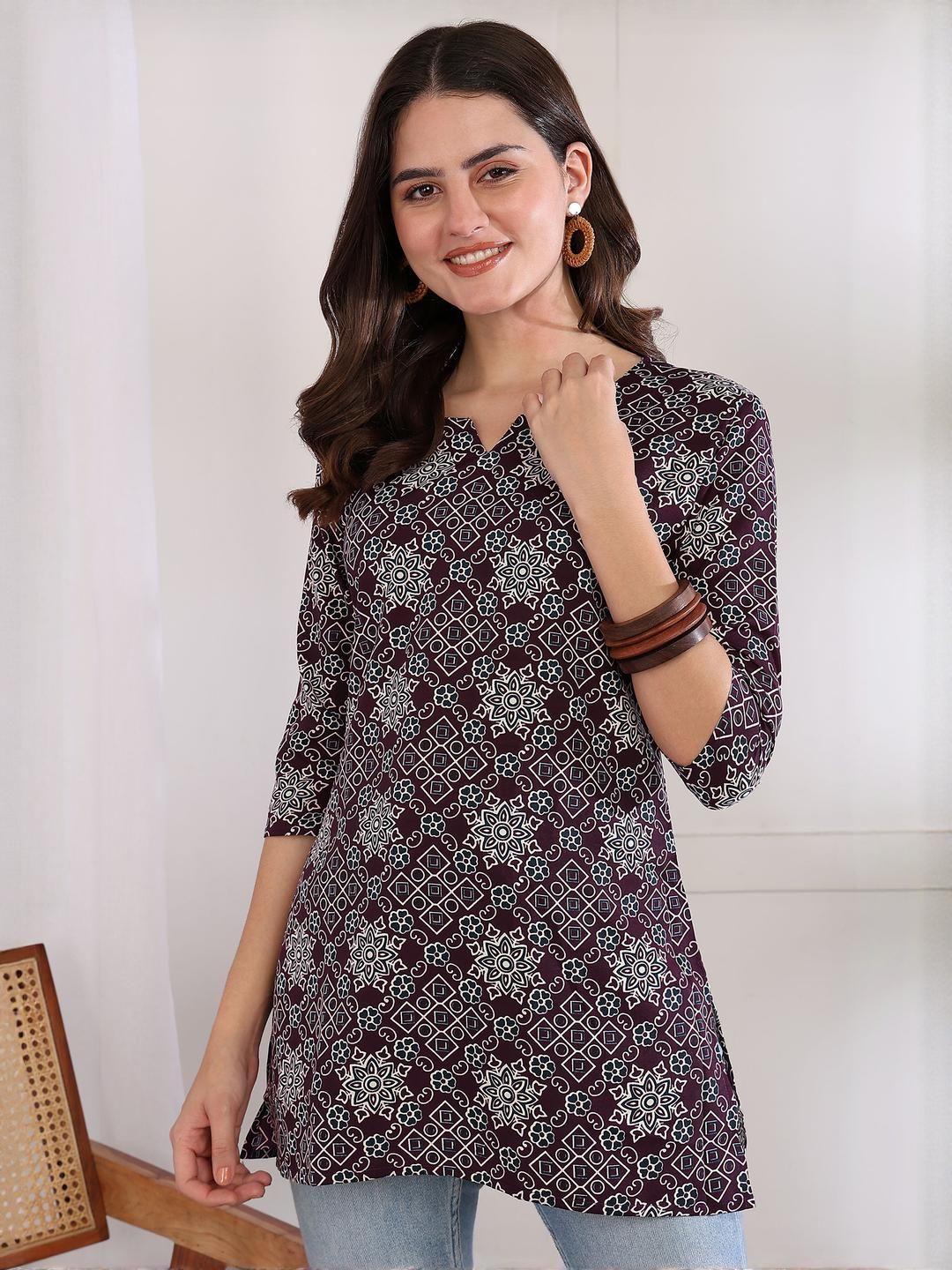 KILLARI Floral Printed Notch Neck Straight Kurti-picture-31
