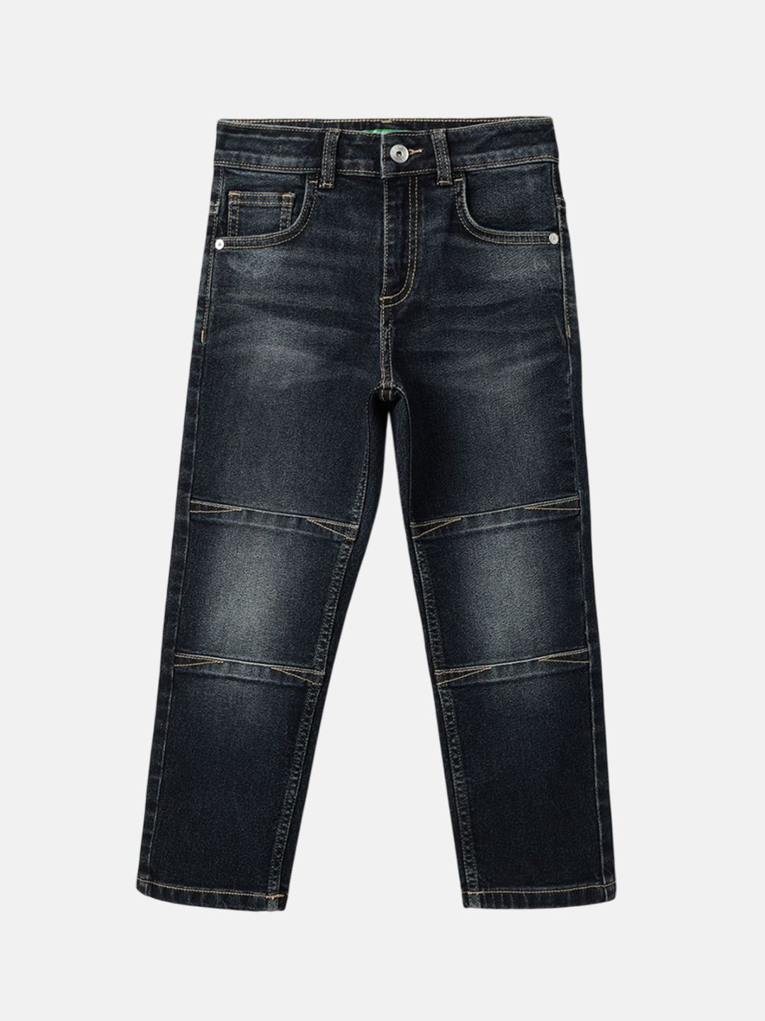 United Colors of Benetton Boys Straight Fit Mid-Rise Low Distress Light Fade Jeans-image-42