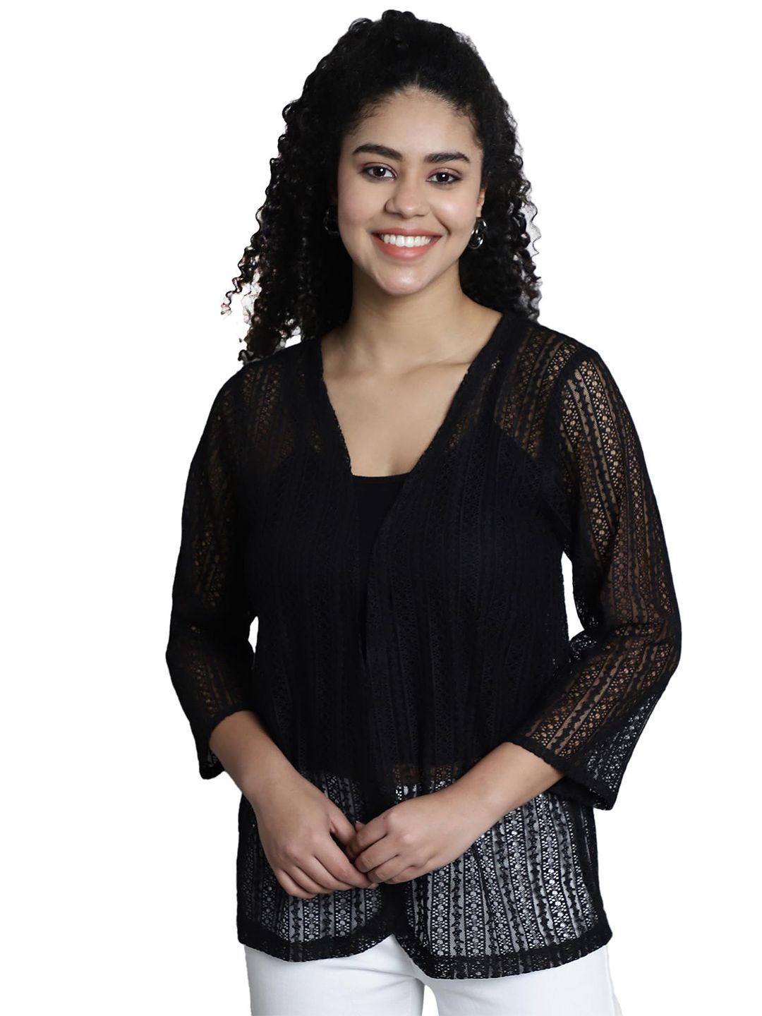 SZN Self Design Crochet Shrug-picture-25