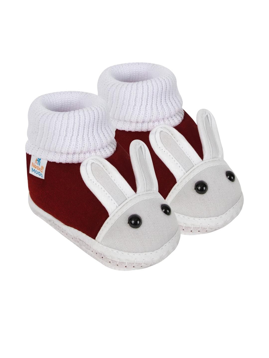 NESKA MODA Kids Maroon Cotton Booties-picture-30