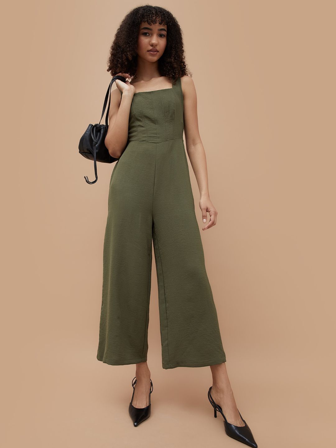 Ginger by Lifestyle Women Square Neck Sleeveless Basic Jumpsuit