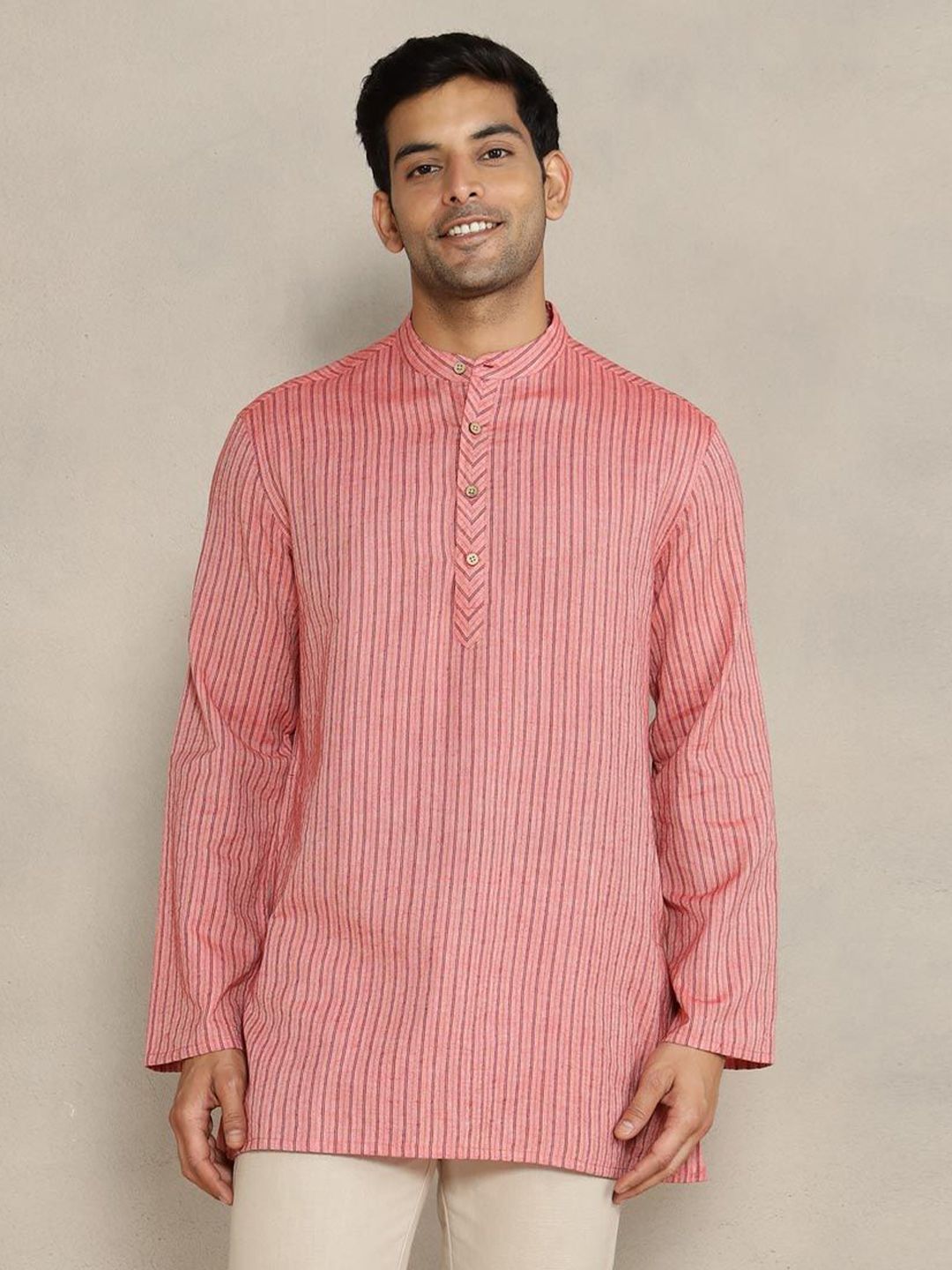 Fabindia Men Striped Daily Cotton Straight Kurta-picture-24