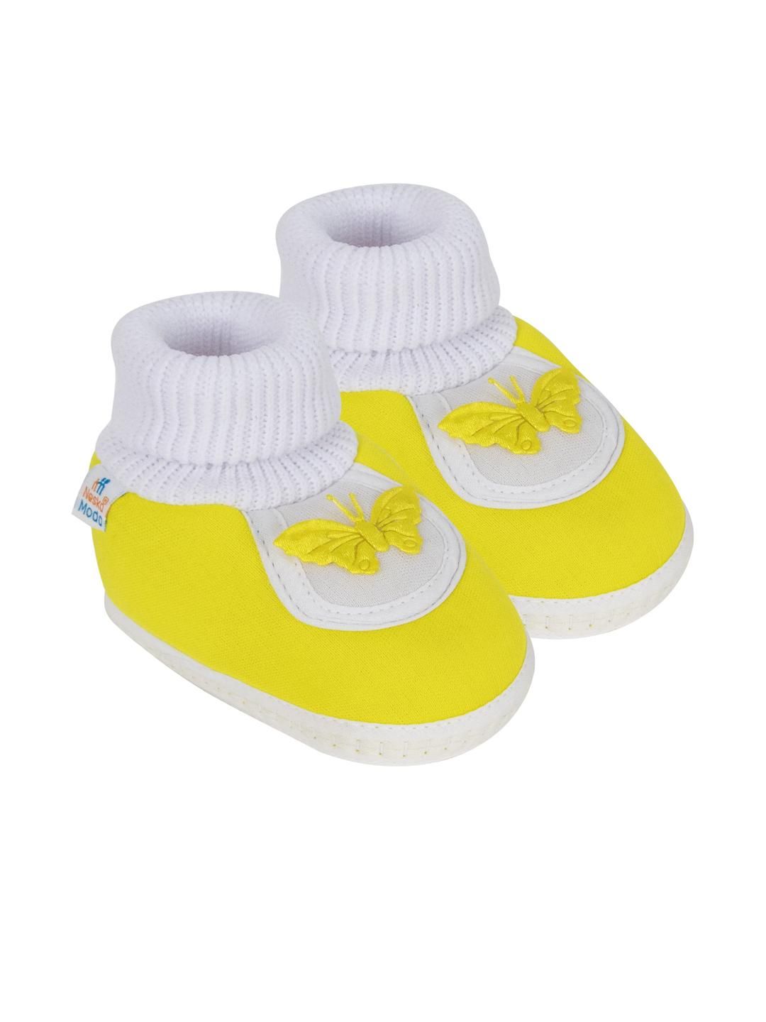 NESKA MODA Kids-Unisex Yellow Cotton Booties-picture-15
