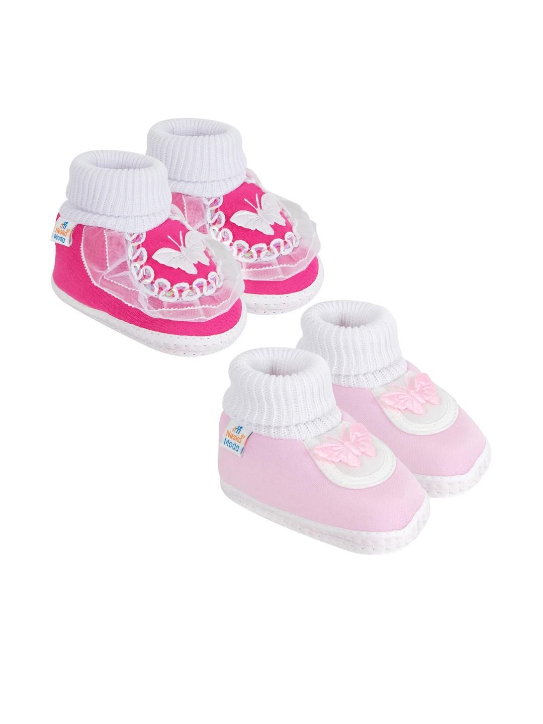 NESKA MODA Kids Pack of 2 Cotton Pink Booties-picture-24