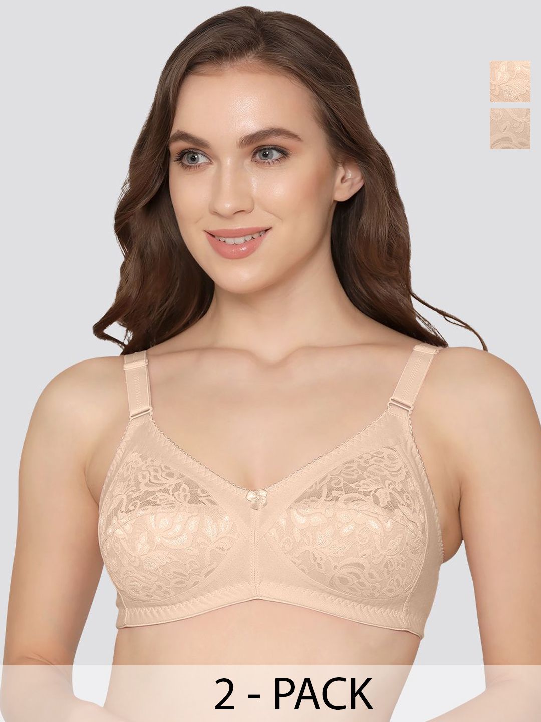 K LINGERIE Clare Pack Of 2 Lace Full Coverage Non Padded Minimizer Bra-picture-22