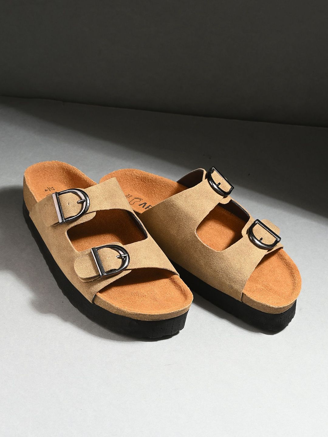 AfroJack Women Buckle Leather Open Toe Flats-picture-36