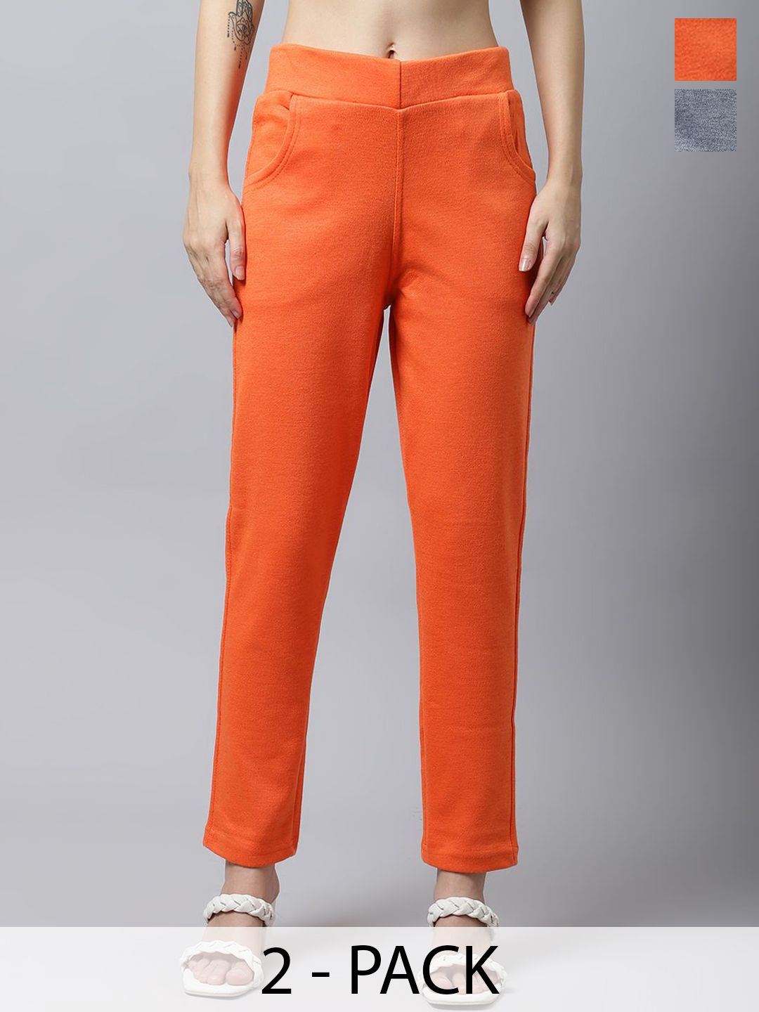 Valles365 by S.C. Women Pack Of 2 Mid-Rise Woolen Trousers-picture-14