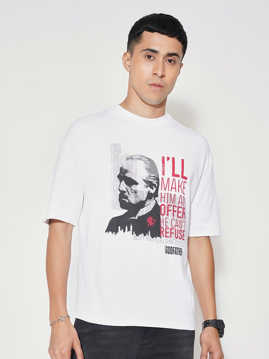 SF JEANS by Pantaloons Men Graphic Printed Round Neck Cotton Relaxed Fit T-shirt-picture-36