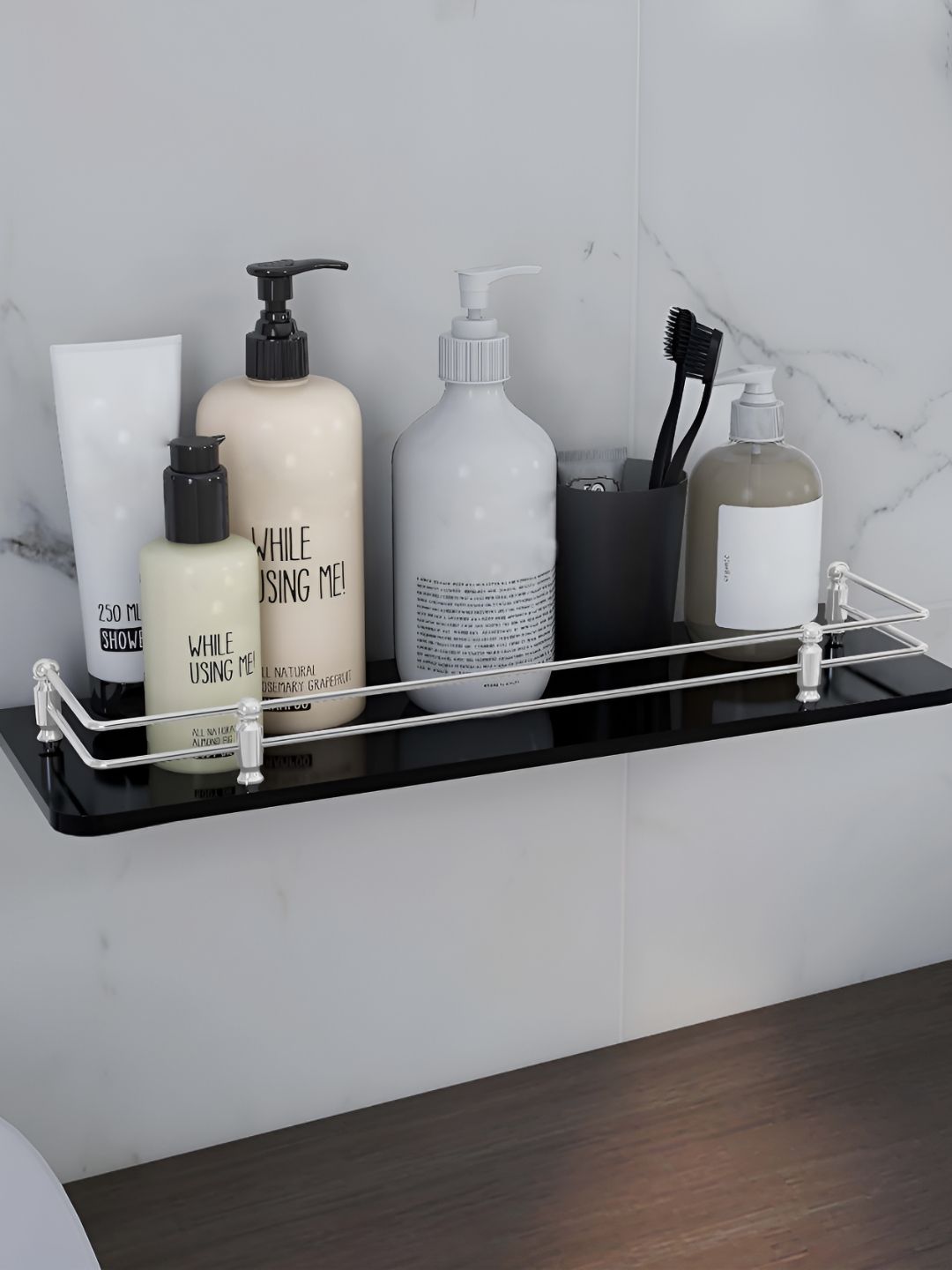 Plantex Black Glass Matte Finish Bathroom Caddy-picture-32
