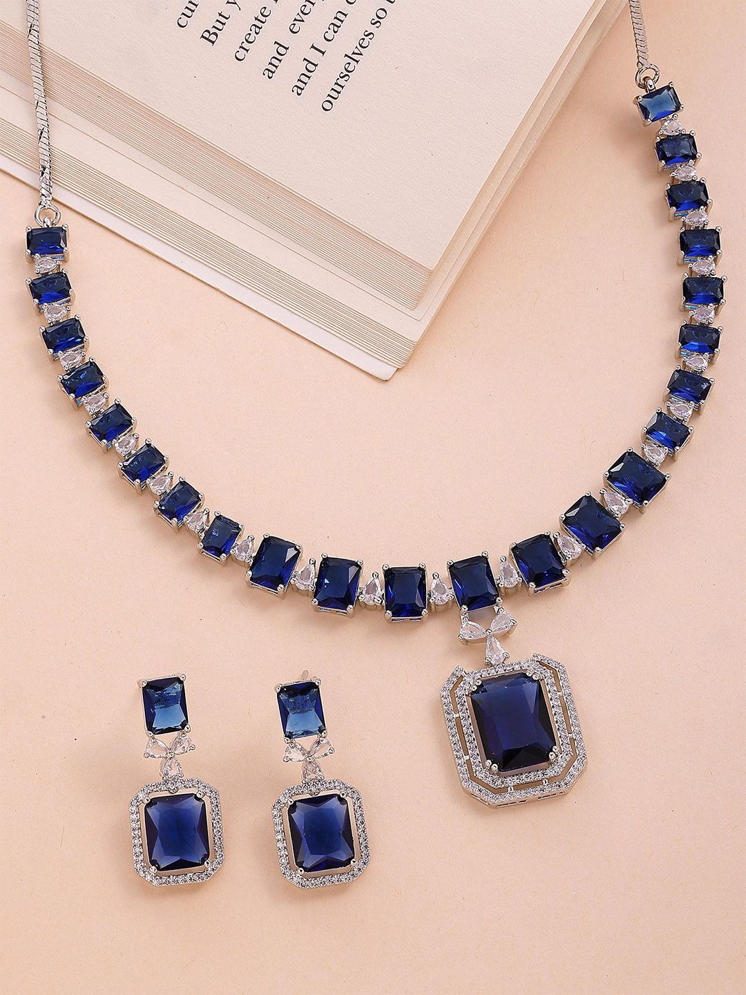 KARATCART Silver-Plated American Diamond Jewellery Set-picture-16