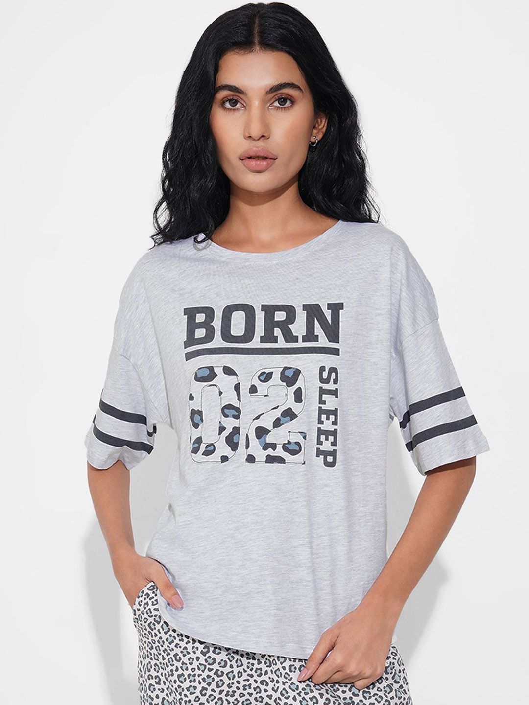 Dreamz by Pantaloons Women Typographic Printed Pure Cotton Lounge T-Shirt-picture-10