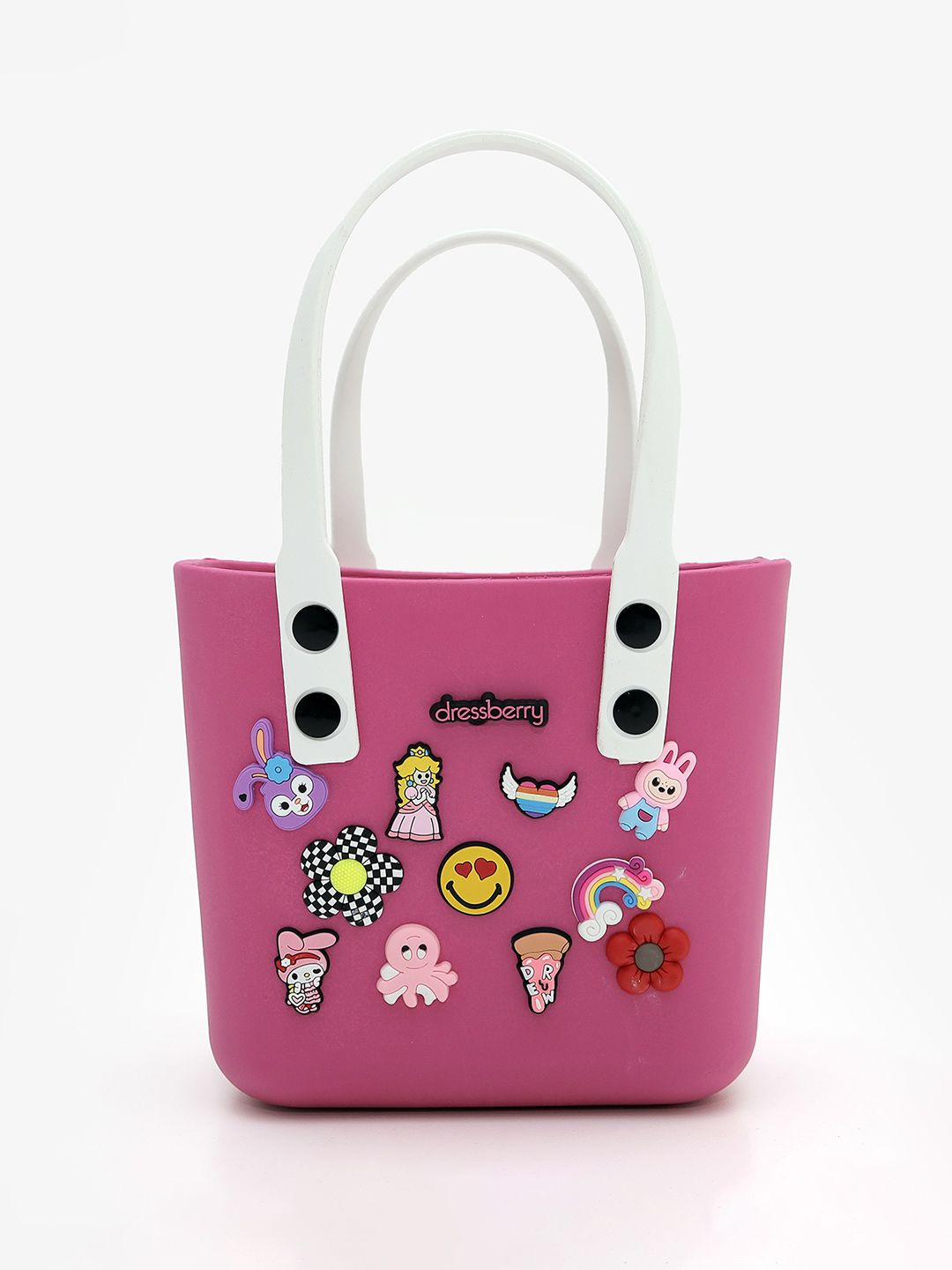DressBerry Women Pink & White Pop-In Charms Tote Bag-picture-41