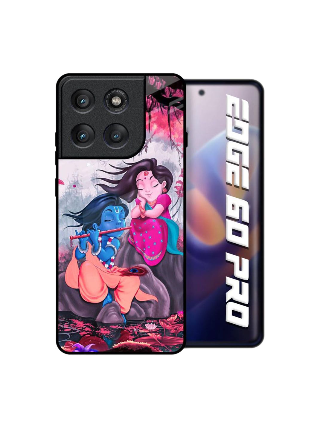 QRIOH Unisex Motorola Edge 60 Pro Quirky Radha Krishna Art Shockproof Real Glass Back Case-picture-39
