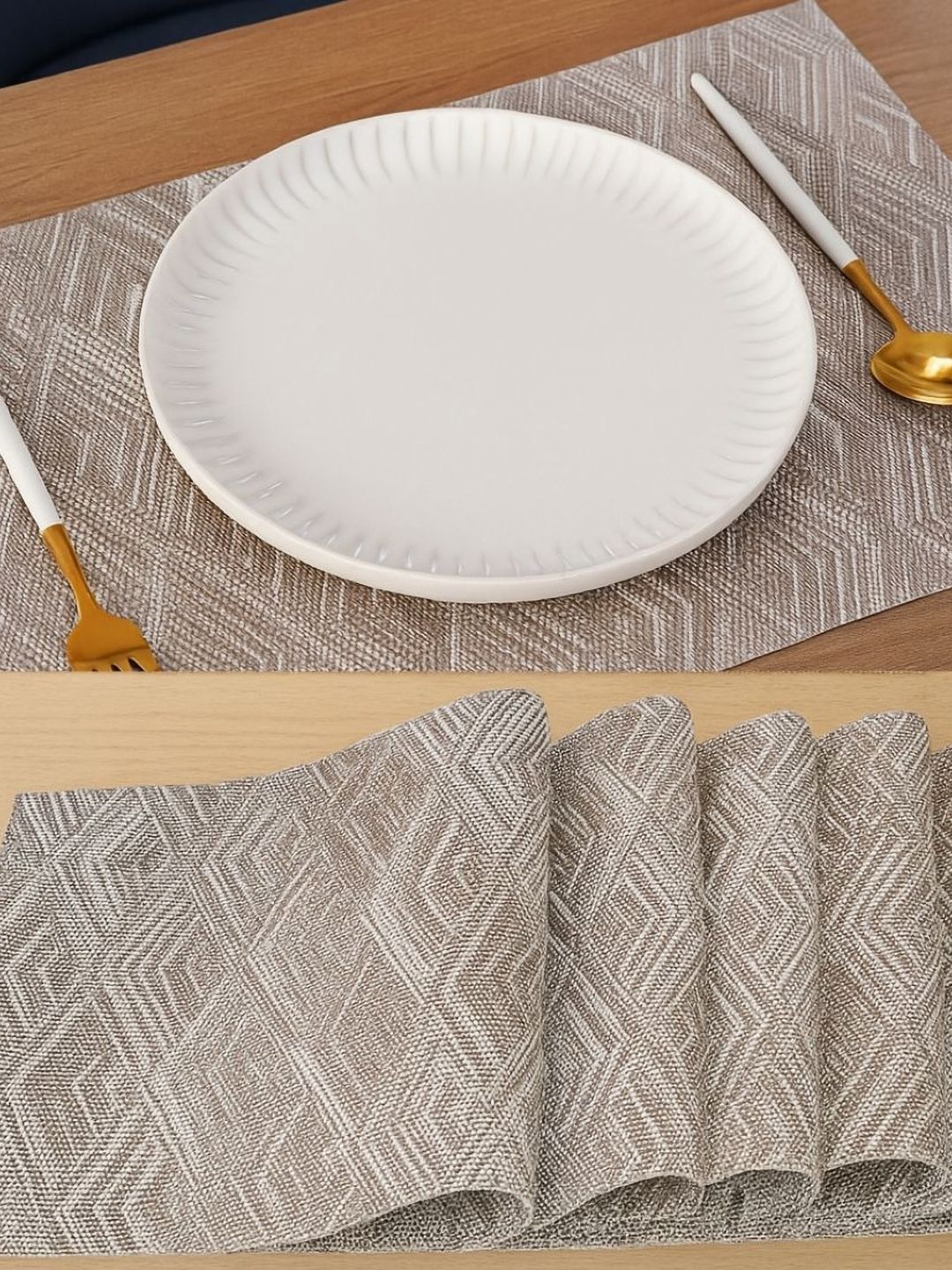 We3 6-Pcs Brown & White Texured Water-Proof Table Placemats-picture-11