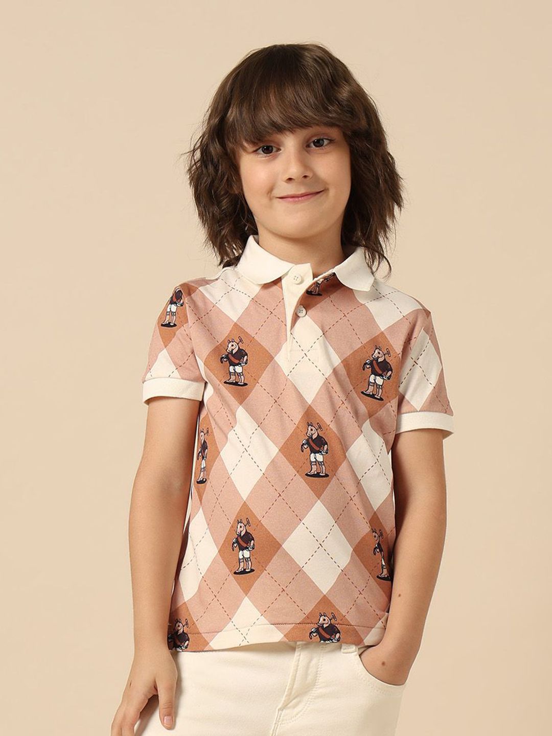 u.s. polo assn. kids Uspa Kids Boys Graphic Checked Regular Fit Polo Cotton T-shirt-picture-48