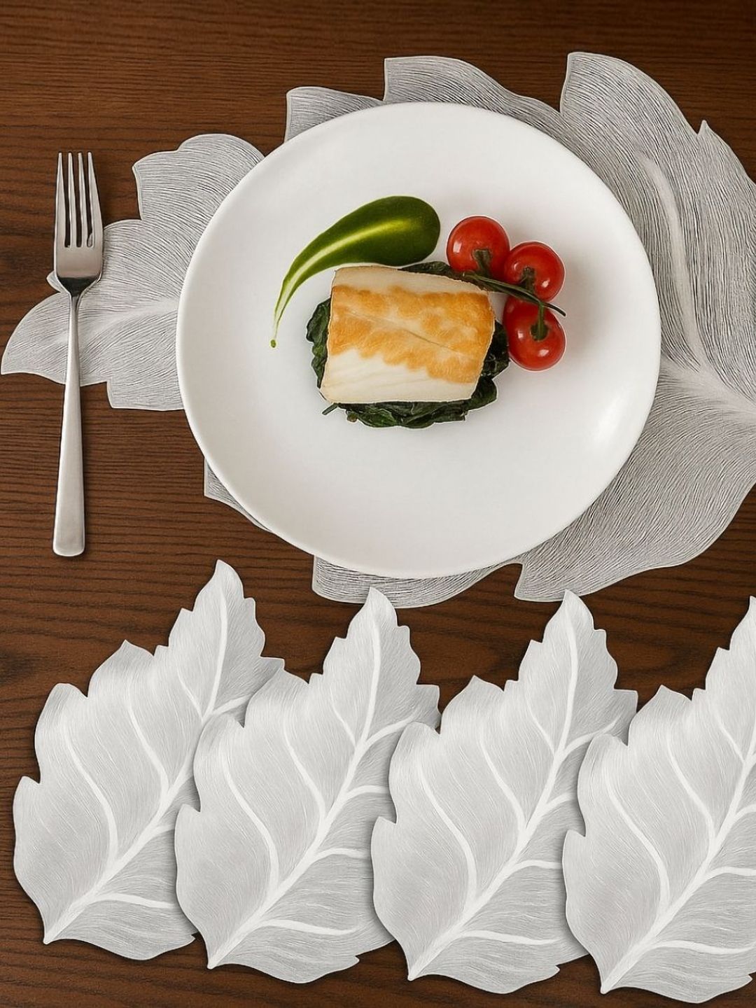 Baskety 4-Pcs Textured Leaf Shaped TablePlacemats-picture-58