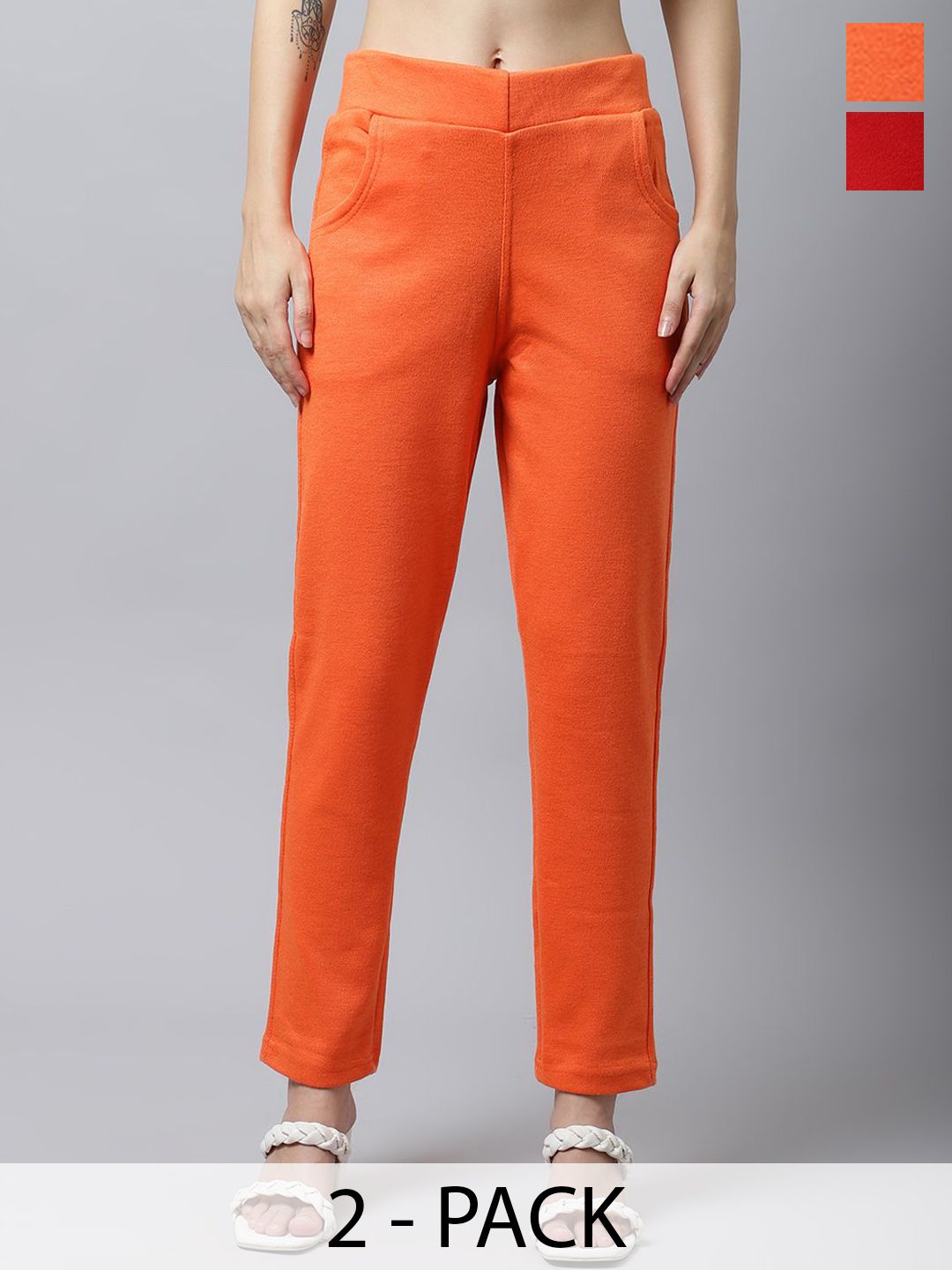 Valles365 by S.C. Women Pack Of 2 High-Rise Slim Fit Trousers-picture-17