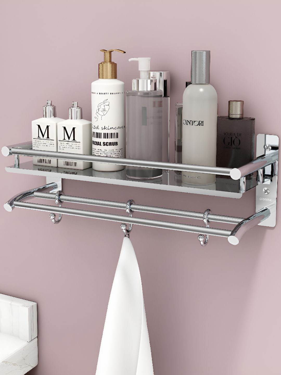 Plantex Silver-Toned Stainless Steel 2-tier Metallic Finish Bathroom Caddy-picture-12