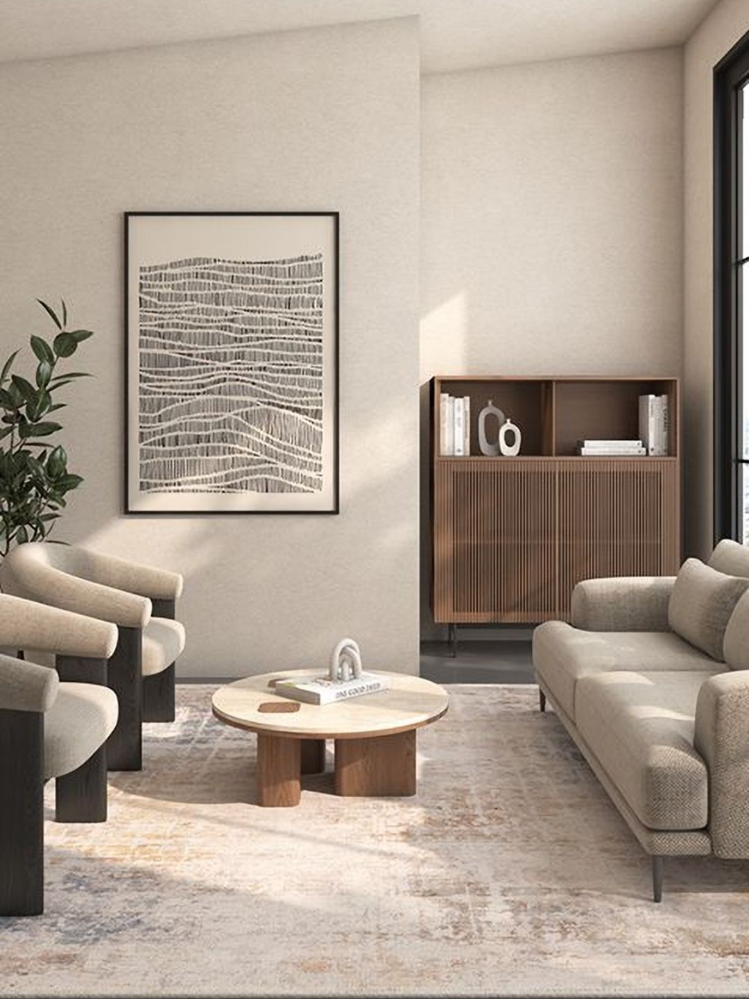 ASTERLANE Beige Shaggy Carpet