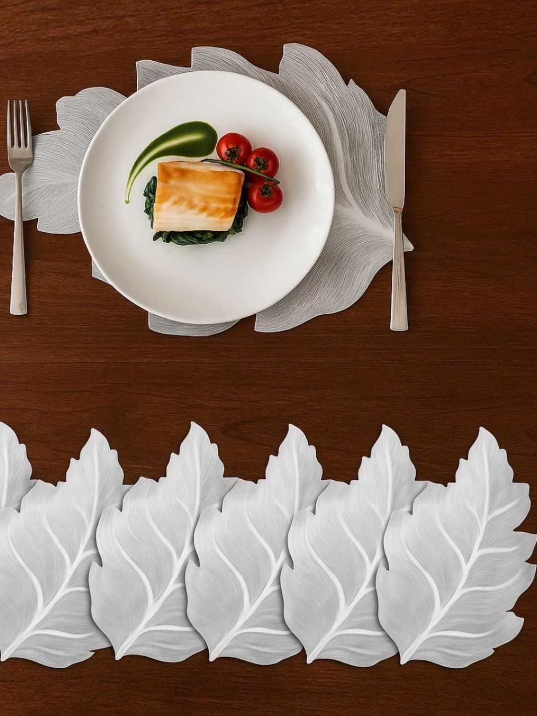 We3 6-Pcs Textured Leaf Shaped TablePlacemats-picture-57