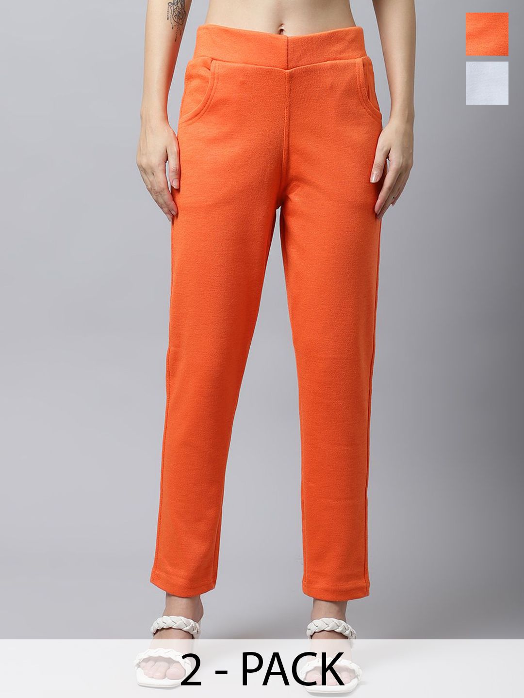 Valles365 by S.C. Women Pack of 2 Mid-Rise Wollen Regular Trousers-picture-23