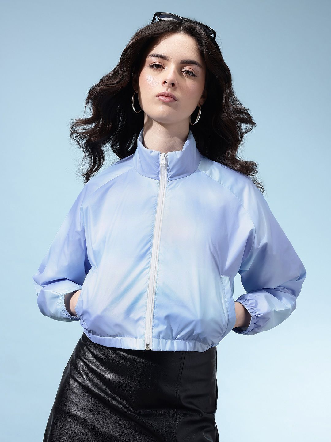 glitchez Tie & Dye Mock Collar Crop Bomber Jacket-picture-13