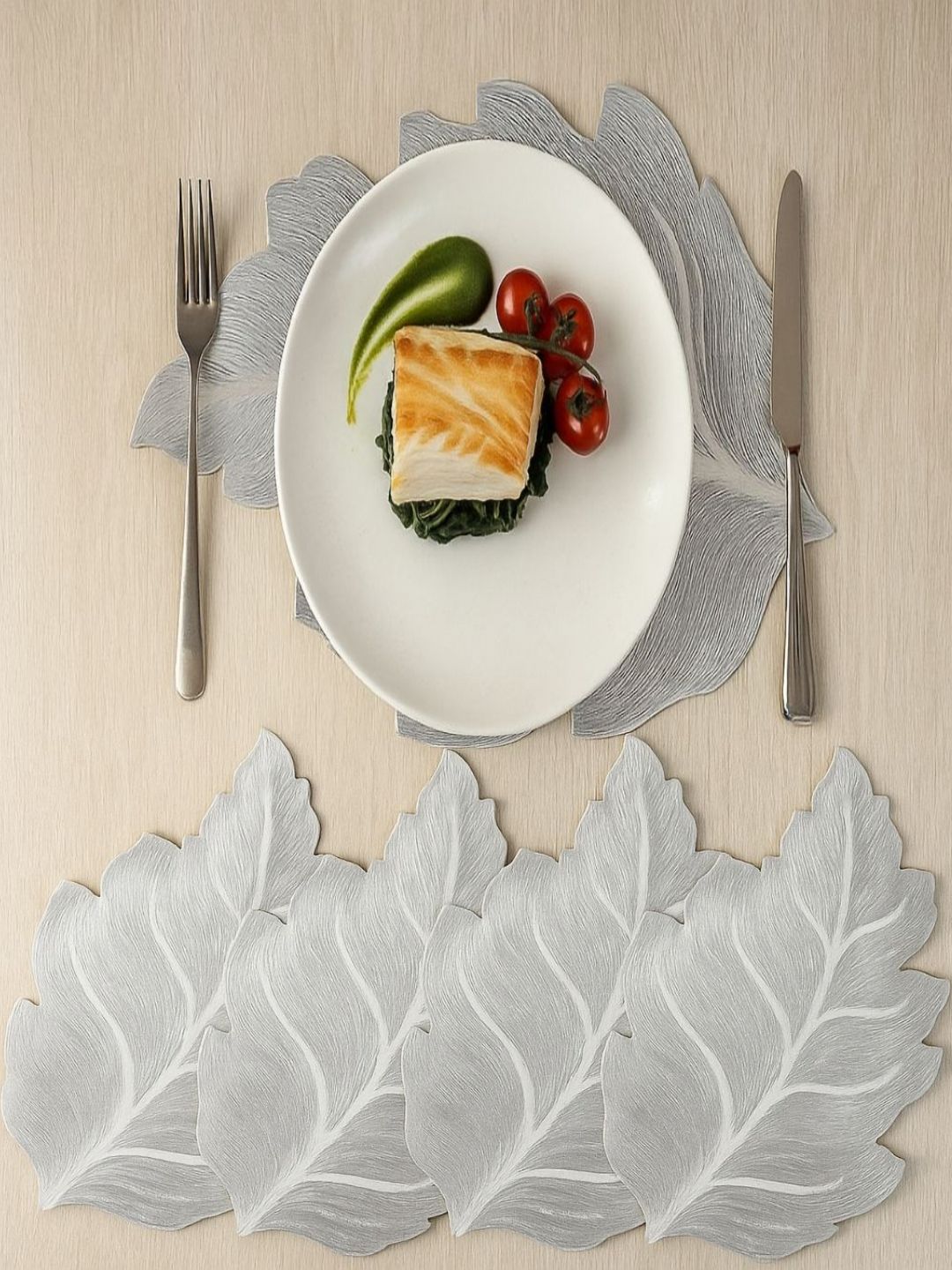 We3 4-Pcs Textured Leaf Shaped TablePlacemats-picture-38
