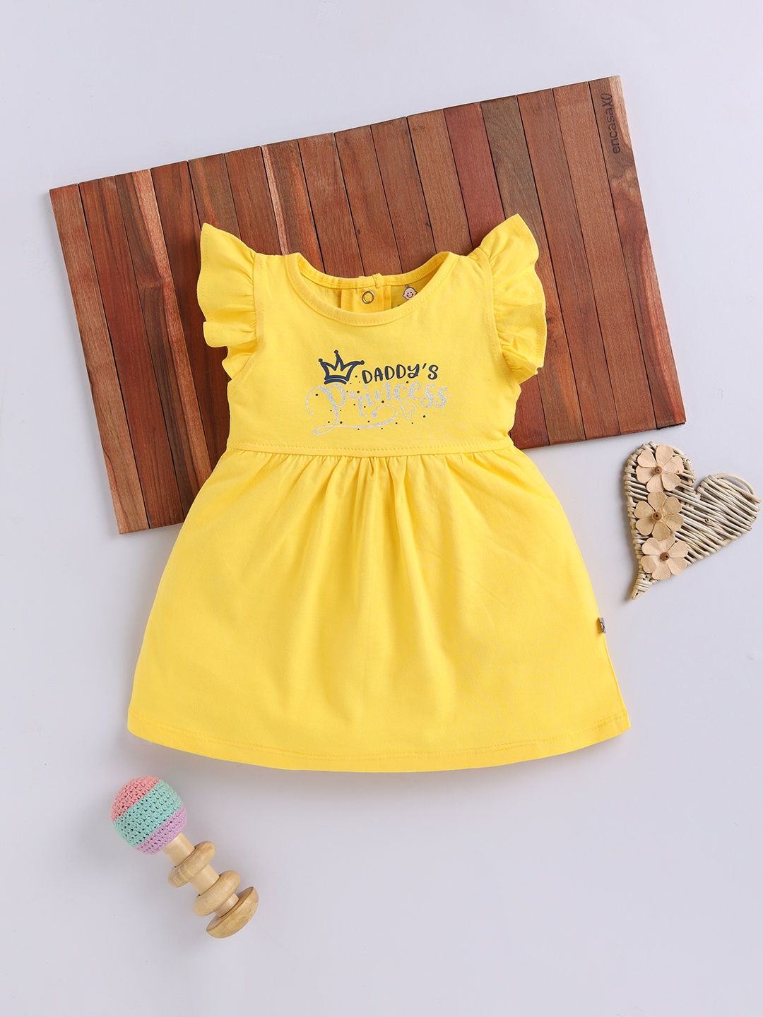 YK X Tinyo Printed Flutter Sleeve Cotton Fit & Flare Dress-picture-36
