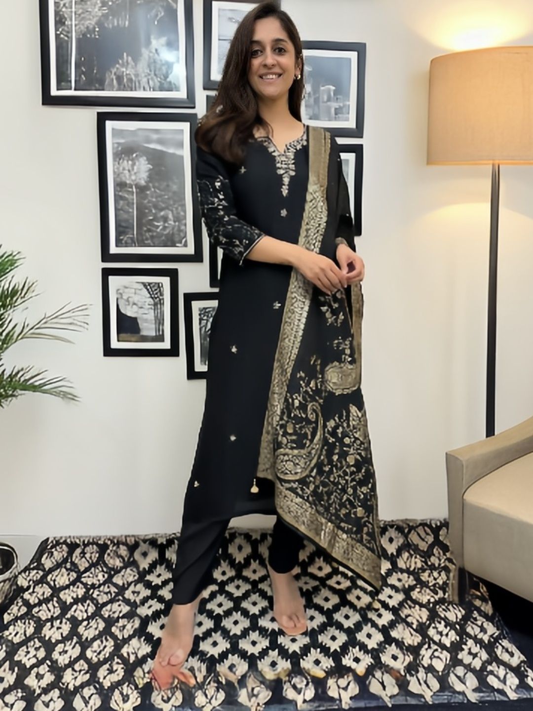 DIVASTRI Adults-Women Black Kurta Sets-picture-42