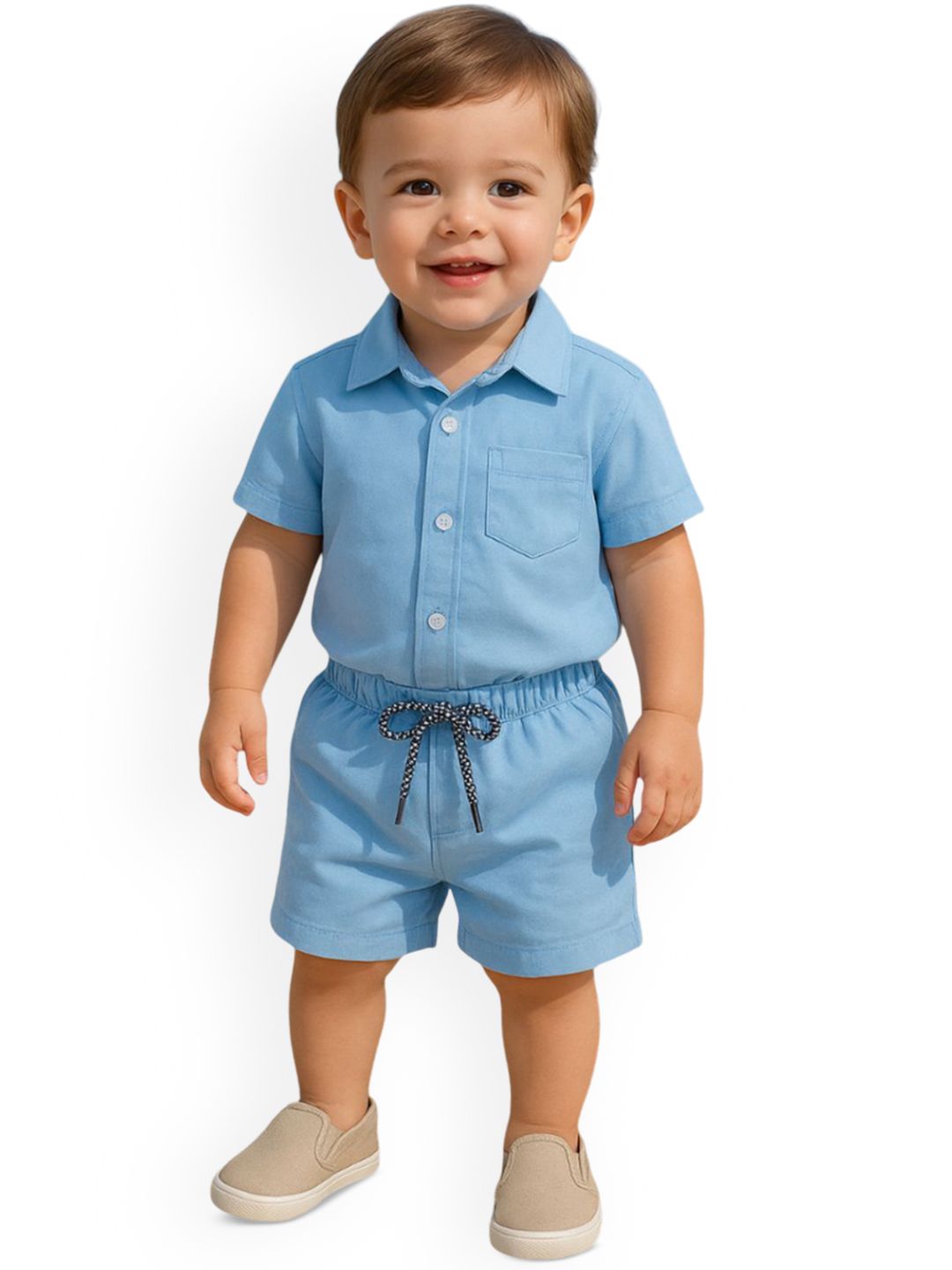 BAESD Boys Short Sleeves Pure Cotton Shirt With Shorts-picture-20