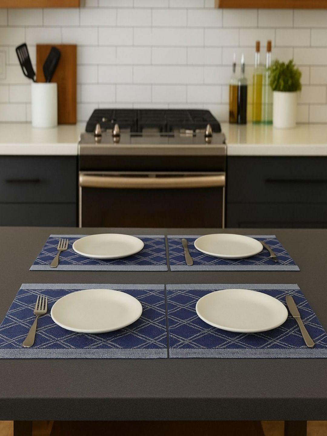 Baskety 4-Pcs Blue & Grey Textured TablePlacemats-picture-10